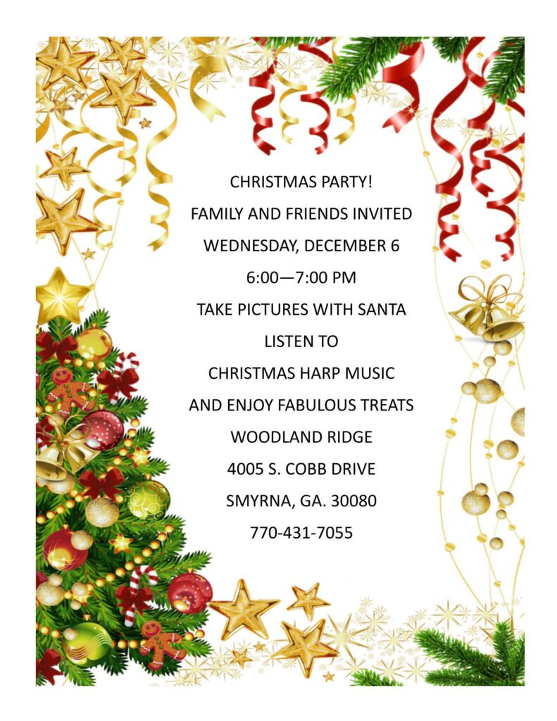 Memory Care Smyrna GA - Woodland Ridge's December 2023 Event Calendars