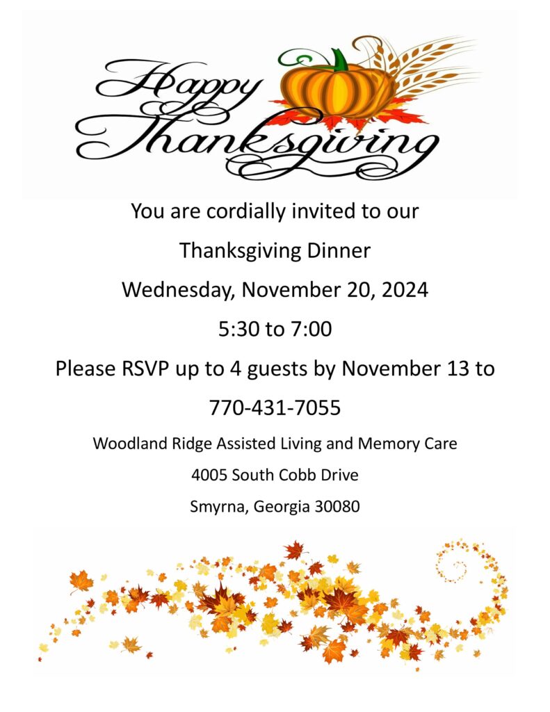 Assisted Living Smyrna GA - Our Invitation to a Thanksgiving Dinner