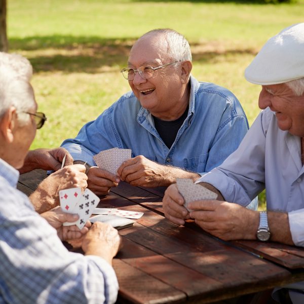 active-seniors-group-of-old-friends-playing-cards--P5YAZX3